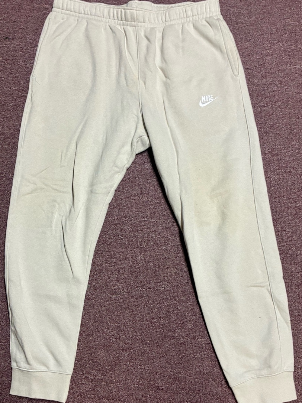 Nike mens Cream Jogger Sweatpants with White Logo